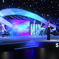 Samsung Branded Stage With Blue Lighting And Performer 3d model