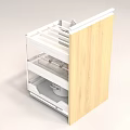 Kitchen Utensils Storage Drawer Organizer With Metal Frame And Wooden Panel