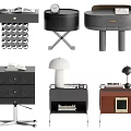 Middle-style bedside table side table 3d model
