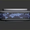 Blue And Silver Rectangular Container With Circular Opening Lid And Glossy Surface