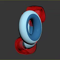 Circular Red Blue Electronic Devices With Happy Live Text And Colorful Design
