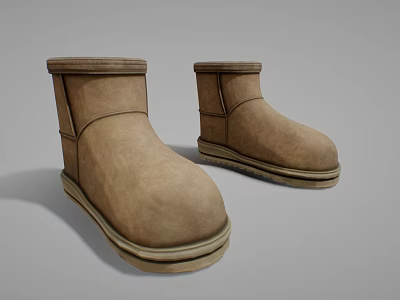 Brown Suede Ankle Boots With Round Toe Cushioned Sole And Classic Design 3d model