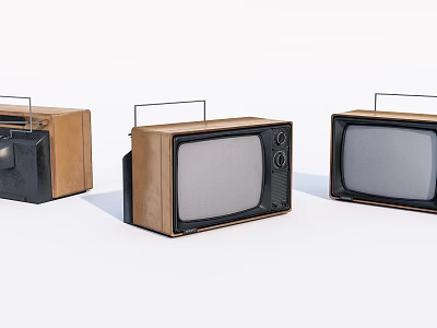 Vintage Televisions With Classic Brown And Black Retro Design 3d model