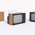 Vintage Televisions With Classic Brown And Black Retro Design