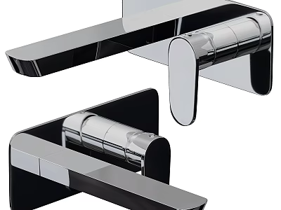 Sleek Modern Bathtub Faucet With Chrome Finish And Wall Mounted Handles 3d model