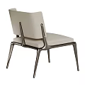 Modern Leisure Chair With Brown Beige Leather Seat And Black Metal Frame