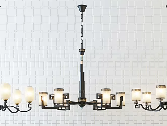 New Chinese Chandelier Fashion Simple Metal Chandelier Combination 3d model