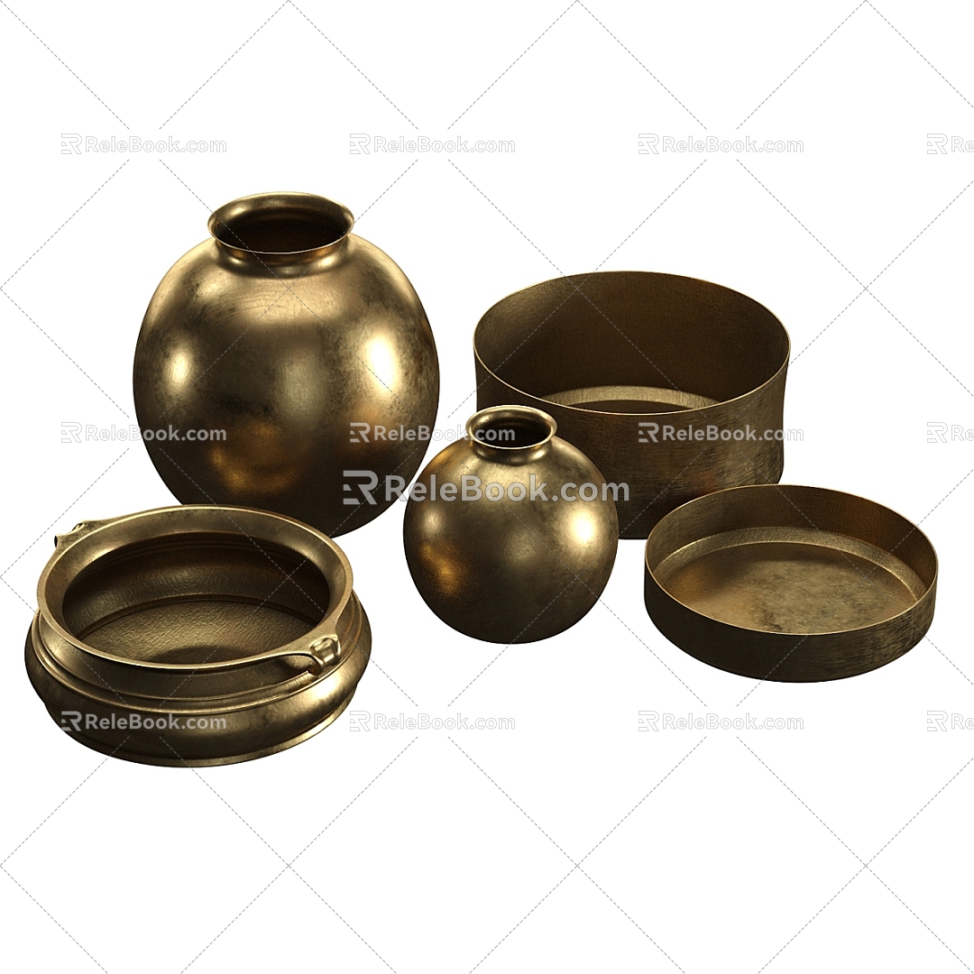 Polished brass combination vase ornaments 3d model