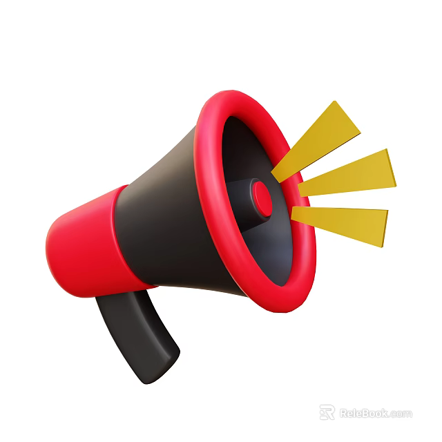 Red And Black Megaphone With Yellow Sound Waves For Clear Audio Output Design 3d model 