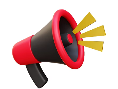 Red And Black Megaphone With Yellow Sound Waves For Clear Audio Output Design 3d model