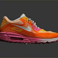 Vibrant Orange Pink White Sneakers With White Laces Air Cushion Sole And Mesh Upper