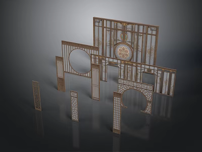 Wooden Intricate Carved Decorative Frames For Home Living Room Decoration 3d model
