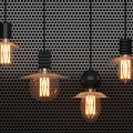 Vintage Style Pendant Lights With Various Designs Black Bases And Filament Bulbs
