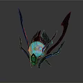 Mechanical Creature With Glowing Blue Core And Spiked Dark Metallic Limbs