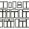 Various Window Frame Styles With Different Sizes And Designs For Home 3d model
