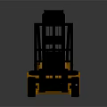 Yellow Industrial Forklift With Black Forks And Cab Structure Design