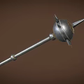 Medieval Metal Mace Weapon Featuring Spherical Head Sharp Spikes And Long Handle