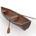 Classic Wooden Boat With Handcrafted Interior Seats And Wooden Oars Details