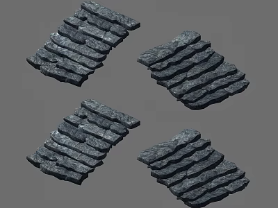 Dark Stone Stairs With Natural Texture And Four Neatly Arranged Steps 3d model