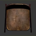 Vintage Red Folding Chair With Worn Metal Frame And Simple Background