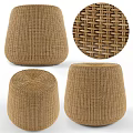 Set of Brown Woven Stools with Intricate Texture and Natural Design Details