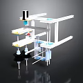 Multi Layer Industrial Equipment With White Frame Black Base And Blue Components