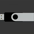 Portable USB Flash Drive With Silver Metal And Black Plastic Rotating Design