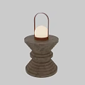 Floor Lamp With Textured Stone Base White Lampshade And Brown Handle