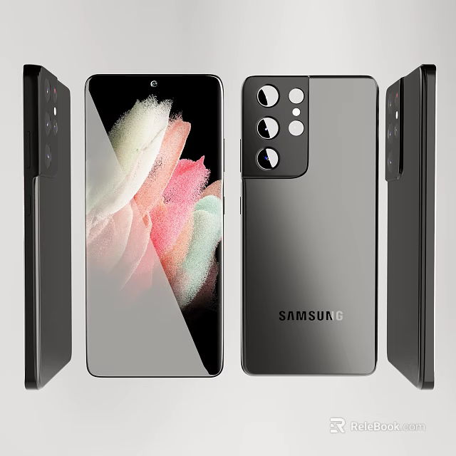 Samsung Smartphone Multiple Angles View With Sleek Design Colorful Display And Cameras 3d model