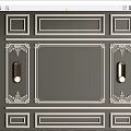 Elegant Decorative Lines Panel Design With Golden Handles And Intricate Carvings