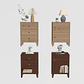 Modern Bedside Table Log Bedside Table Solid Wood Bedside Table Drawer Type Table Lamp 3d model