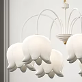 White Petal Shaped Chandelier With Gold Chain Modern Elegant Interior Lighting