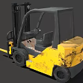 Yellow Forklift With Black Mast Cab And Front Forks For Industrial Use
