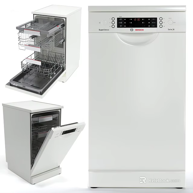 Modern Kitchen Dishwasher Appliance With Stainless Steel Interior Racks And Control Panel 3d model 