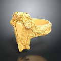 Elegant Gold Ring With Intricate Floral Carvings And Ornate Decorative Details