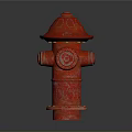 Red Decorative Fire Hydrant In Studio Display With Reflective Base