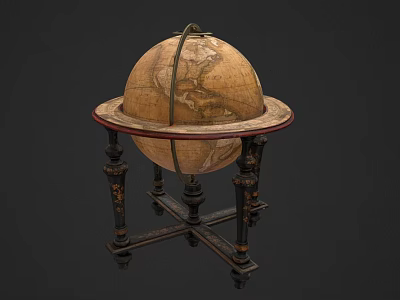 Vintage Globe With Ornate Decorative Stand And Classic Design Details 3d model