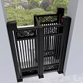 Modern Interior Black Swing Door With Geometric Pattern And Vertical Slats