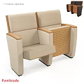 Beige Leisure Chairs with Wooden Armrests Perforated Panel and Red Foot Pads