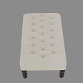 Elegant White Tufted Sofa Bench With Dark Wooden Legs For Home Decor