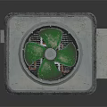 Industrial Outdoor Cooling Unit With Gray Metal Casing Top Fan Grille And Side Vents