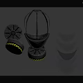 Essential Firefighting Equipment Including Gas Mask and Knee Pads with Reflective Yellow Stripes