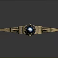 Ornate Sword With Blue Gemstones Golden Decorations Green Gem Hilt And Intricate Design