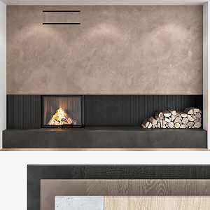 Modern TV background wall fireplace 3d model