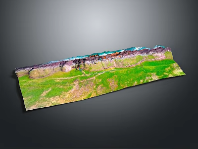 3D Landscape Model Featuring Green Grass And Layered Rock Strata 3d model