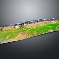 3D Landscape Model Featuring Green Grass And Layered Rock Strata