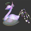 Vibrant Peacock Shaped Doll in Pink and Blue with Decorative Tail Cubes and Beads