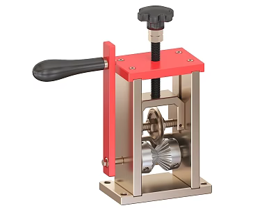 Industrial Equipment With Red Frame Black Handle Manual Operation And Gear Components 3d model