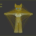 3D Cartoon Wolf Character With Big Eyes Gray White Fur Arms Outstretched For Game Animation