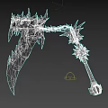 Dragon Head Spiked Weapon With Fiery Orange Flame Chain And Skull Decoration On Decorative Handle